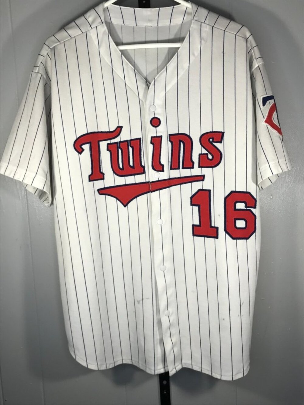 Vintage Minnesota Twins Blank #16 Jersey Majestic Pinstripe Snap Button Mens LG